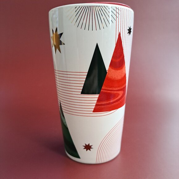 Starbucks Christmas Tree Star Holiday 2020 Double Wall Ceramic Tumbler Mug 12 Oz - Picture 2 of 12